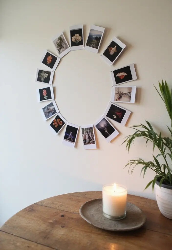 27 Polaroid Wall Ideas That Add Personality to Any Space 78 27 Polaroid Wall Ideas That Add Personality to Any Space - 12. Spiral or Circular Layout