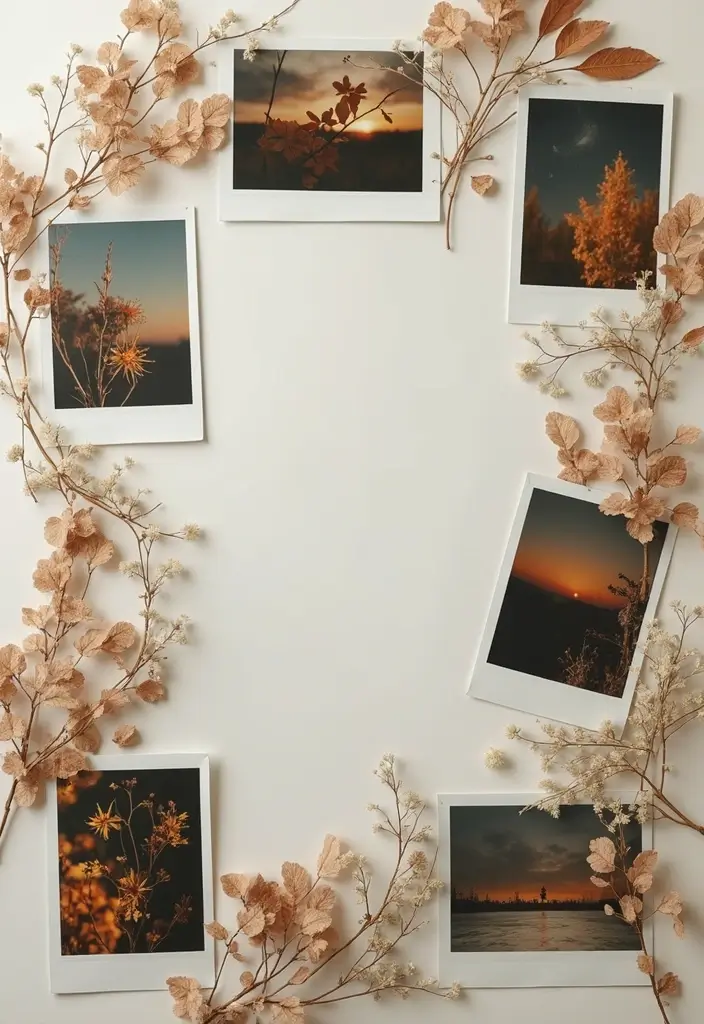 27 Polaroid Wall Ideas That Add Personality to Any Space 97 27 Polaroid Wall Ideas That Add Personality to Any Space - 15. Nature-Inspired Display