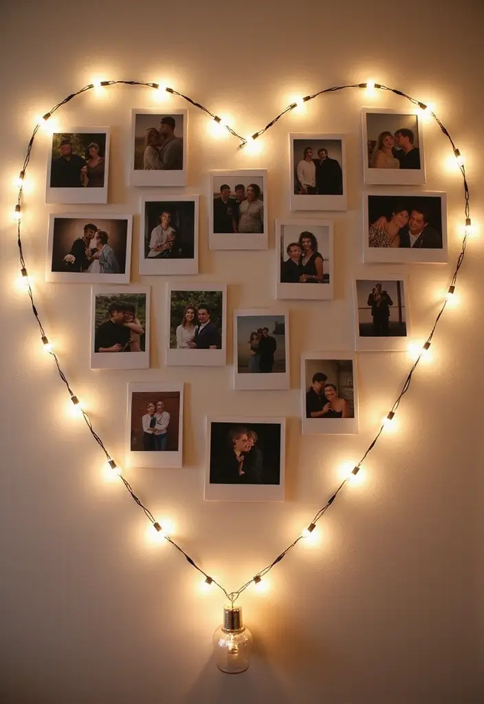 27 Polaroid Wall Ideas That Add Personality to Any Space 111 27 Polaroid Wall Ideas That Add Personality to Any Space - 17. Heart-Shaped Layout