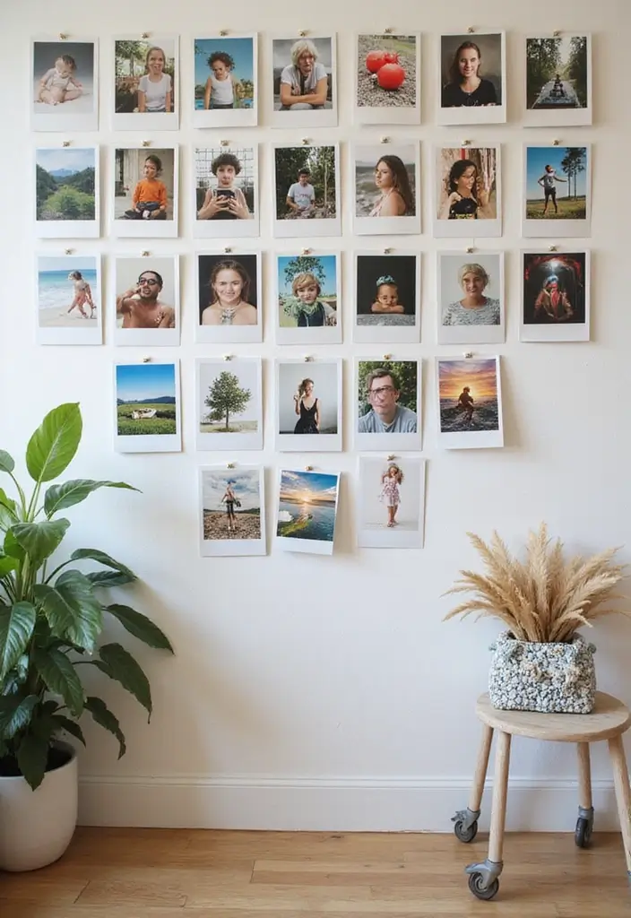 27 Polaroid Wall Ideas That Add Personality to Any Space 153 27 Polaroid Wall Ideas That Add Personality to Any Space - 23. Polaroid Wall with Graphics