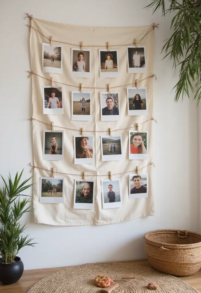 27 Polaroid Wall Ideas That Add Personality to Any Space 158 27 Polaroid Wall Ideas That Add Personality to Any Space - 24. Fabric Panels Display