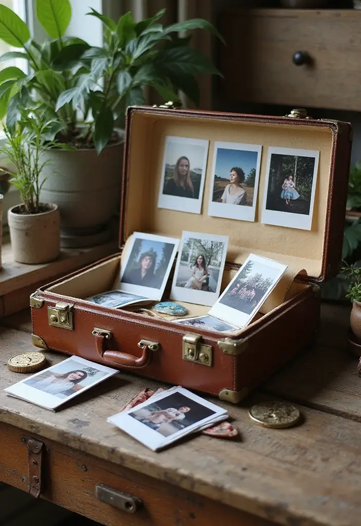 27 Polaroid Wall Ideas That Add Personality to Any Space 172 27 Polaroid Wall Ideas That Add Personality to Any Space - 26. Vintage Suitcase Display