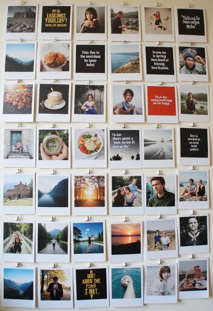 27 Polaroid Wall Ideas That Add Personality to Any Space 179 27 Polaroid Wall Ideas That Add Personality to Any Space - 27. Inspirational Photo Wall