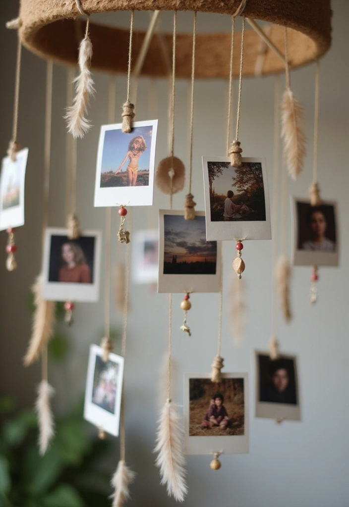 27 Polaroid Wall Ideas That Add Personality to Any Space 43 27 Polaroid Wall Ideas That Add Personality to Any Space - 7. Photo Mobile