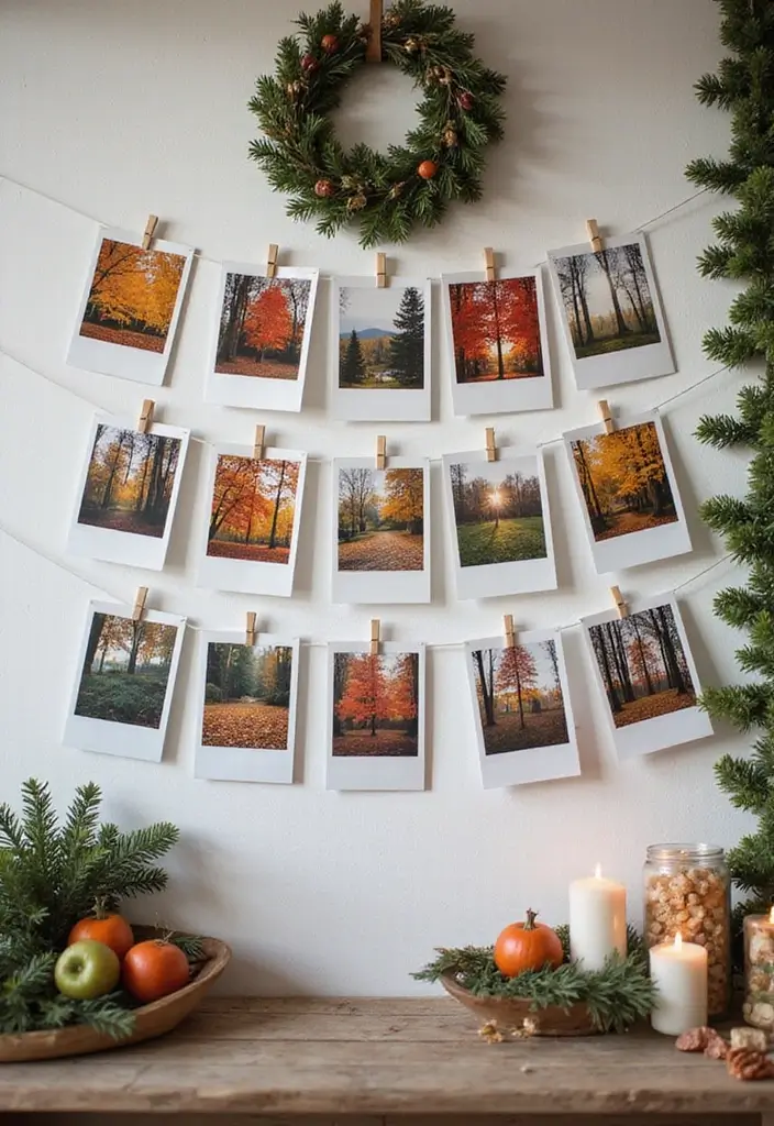 27 Polaroid Wall Ideas That Add Personality to Any Space 57 27 Polaroid Wall Ideas That Add Personality to Any Space - 9. Seasonal Photo Swap