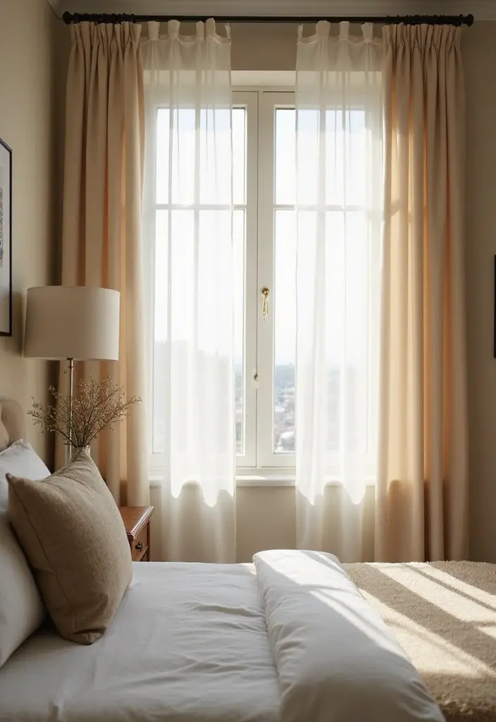 27 Rectangular Bedroom Ideas for Functional and Elegant Layouts 88 27 Rectangular Bedroom Ideas for Functional and Elegant Layouts - 16. Soft Window Treatments