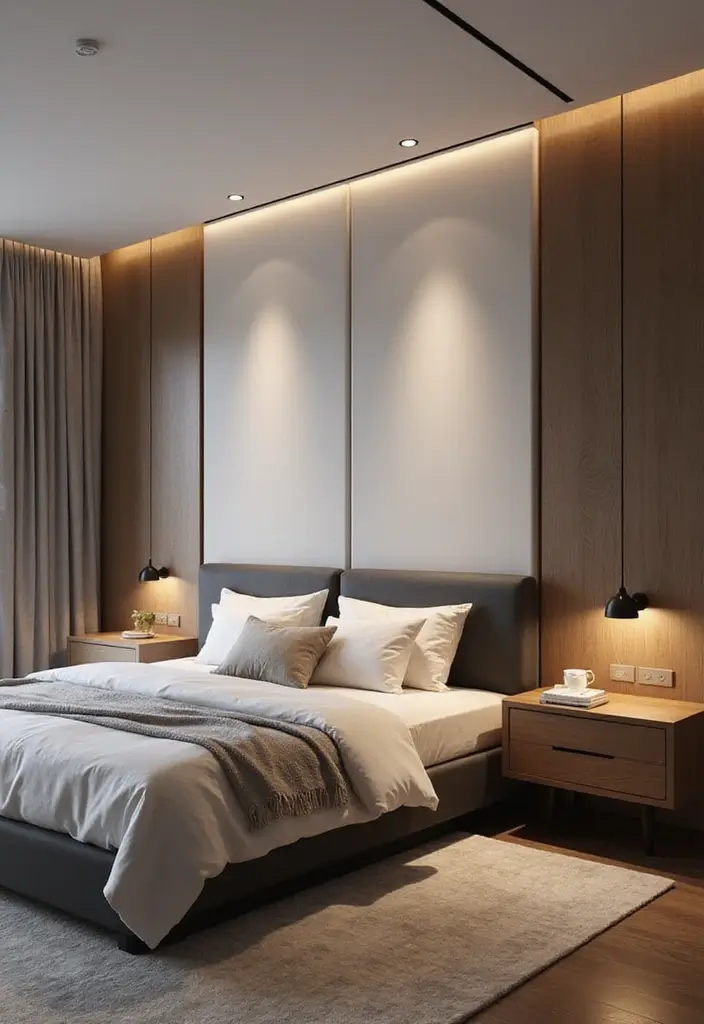 27 Rectangular Bedroom Ideas for Functional and Elegant Layouts 110 27 Rectangular Bedroom Ideas for Functional and Elegant Layouts - 20. Minimalist Tech Integration