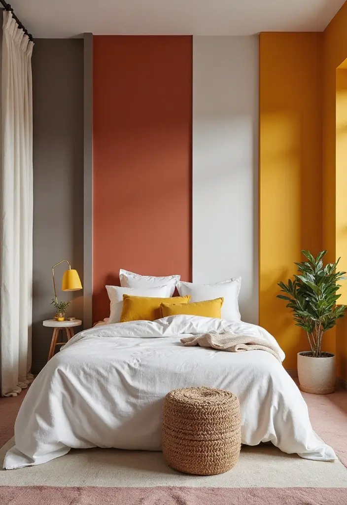 27 Rectangular Bedroom Ideas for Functional and Elegant Layouts 136 27 Rectangular Bedroom Ideas for Functional and Elegant Layouts - 24. Minimalist Color Blocking