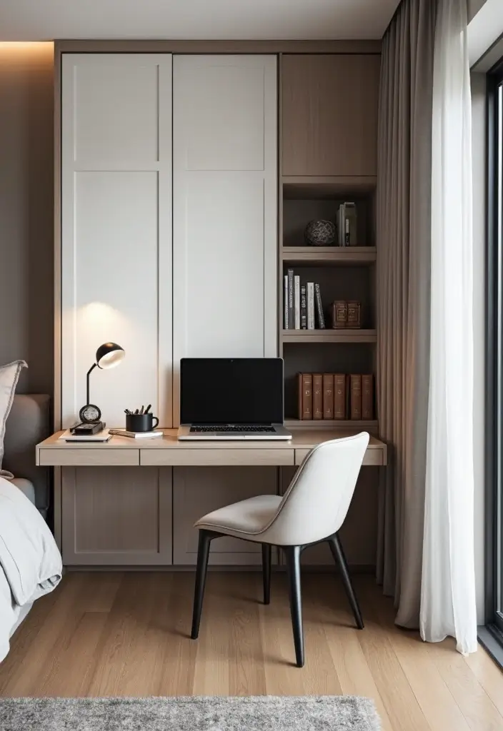 27 Rectangular Bedroom Ideas for Functional and Elegant Layouts 143 27 Rectangular Bedroom Ideas for Functional and Elegant Layouts - 25. Compact Desks for Workspaces