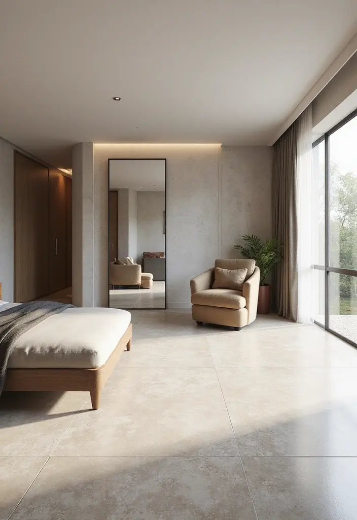 27 Rectangular Bedroom Ideas for Functional and Elegant Layouts 150 27 Rectangular Bedroom Ideas for Functional and Elegant Layouts - 26. Seamless Flooring