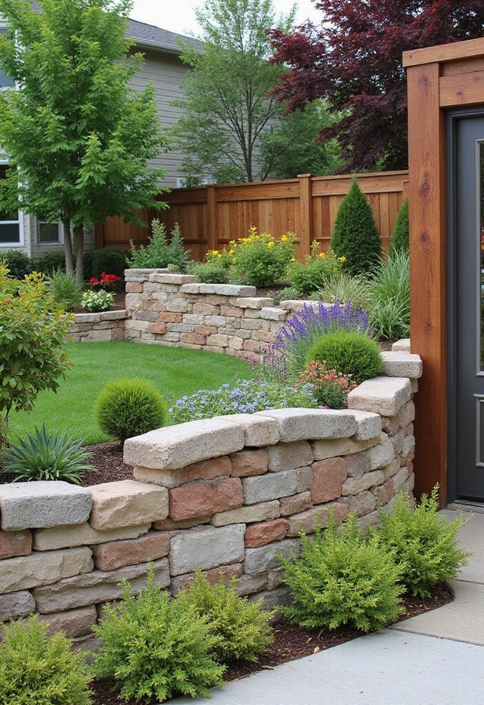 27 Retaining Wall Ideas To Transform Your Outdoor Space 111 27 Retaining Wall Ideas To Transform Your Outdoor Space - 17. Mixed Media Masterpieces