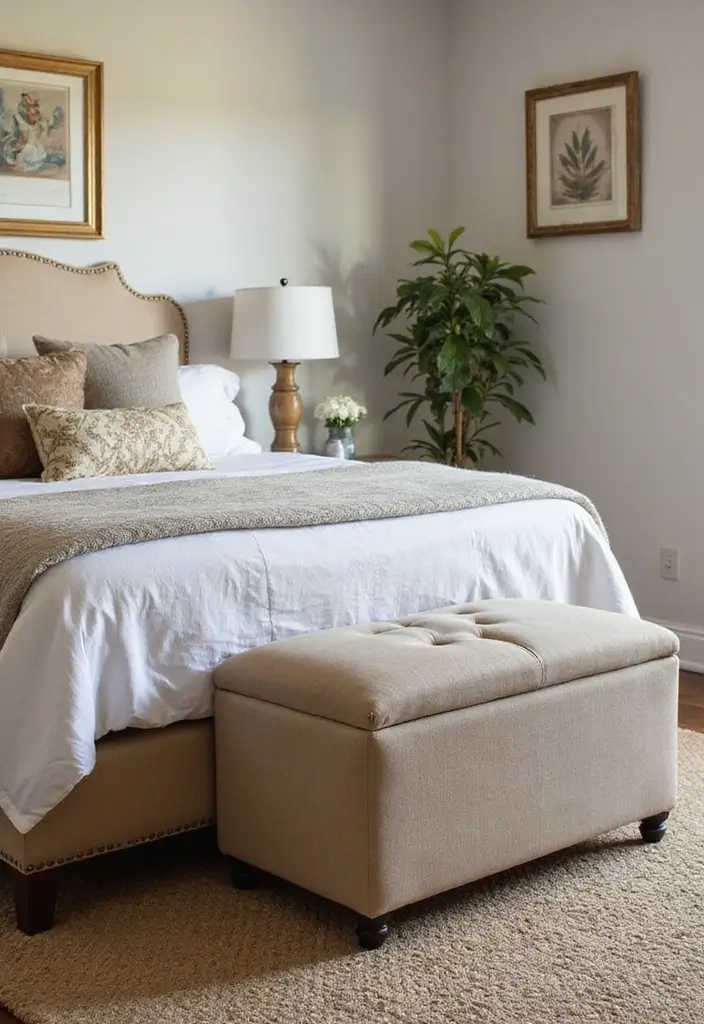 27 Small Bedroom Ideas That Maximize Every Inch 71 27 Small Bedroom Ideas That Maximize Every Inch - 11. Stylish Storage Ottomans