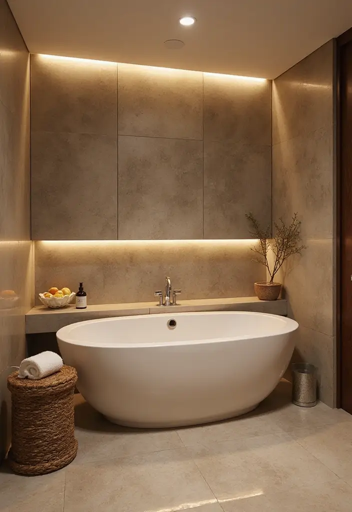 27 Spa Bathroom Ideas to Relax Recharge and Feel Refreshed Every Day 158 27 Spa Bathroom Ideas to Relax Recharge and Feel Refreshed Every Day - 24. Built-in Lighting