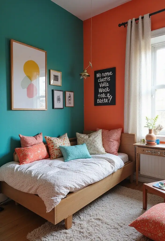 27 Teenage Bedroom Ideas You’ll Wish You Had Sooner 57 27 Teenage Bedroom Ideas You’ll Wish You Had Sooner - 9. Colorful Accent Walls