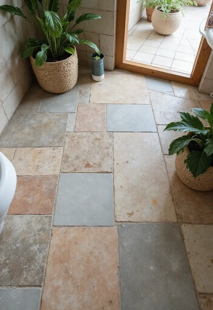 28 Earthy Bathroom Ideas to Create a Nature-Inspired Sanctuary 1 28 Earthy Bathroom Ideas to Create a Nature-Inspired Sanctuary - 1. Natural Stone Tiles