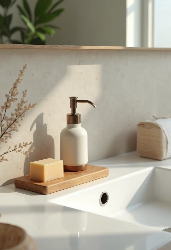 28 Earthy Bathroom Ideas to Create a Nature-Inspired Sanctuary 69 28 Earthy Bathroom Ideas to Create a Nature-Inspired Sanctuary - 11. Organic Soap Dispensers