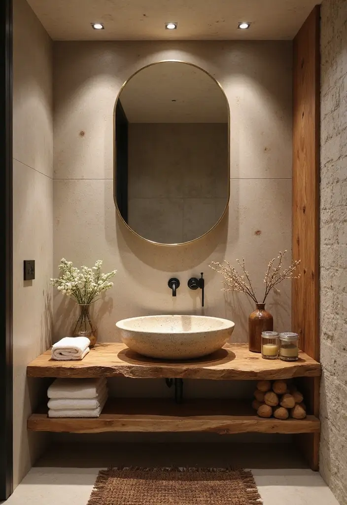 28 Earthy Bathroom Ideas to Create a Nature-Inspired Sanctuary 111 28 Earthy Bathroom Ideas to Create a Nature-Inspired Sanctuary - 17. Rustic Vessel Sinks