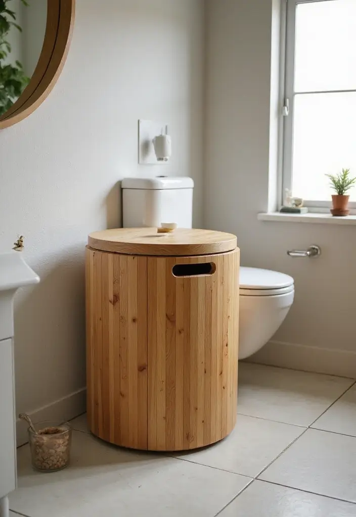 28 Earthy Bathroom Ideas to Create a Nature-Inspired Sanctuary 151 28 Earthy Bathroom Ideas to Create a Nature-Inspired Sanctuary - 23. Stylish Waste Bins