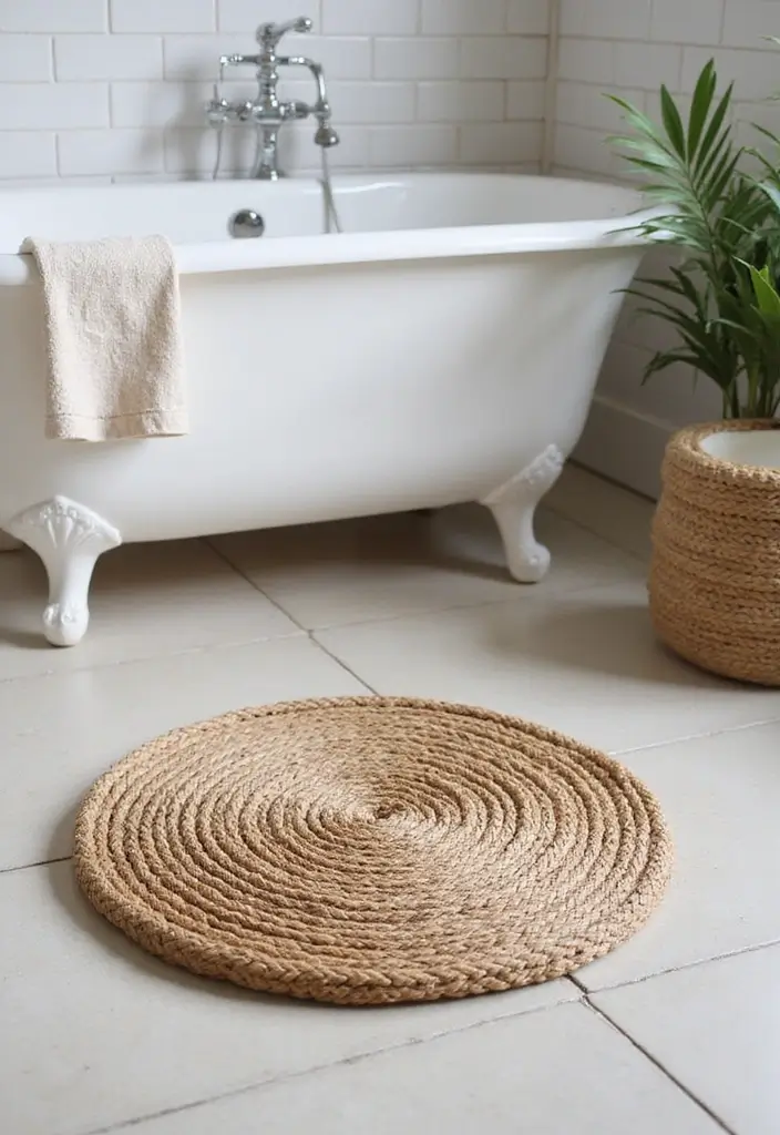 28 Earthy Bathroom Ideas to Create a Nature-Inspired Sanctuary 158 28 Earthy Bathroom Ideas to Create a Nature-Inspired Sanctuary - 24. Unique Bath Mats