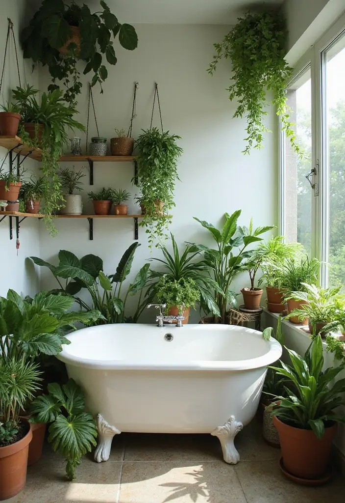 28 Earthy Bathroom Ideas to Create a Nature-Inspired Sanctuary 22 28 Earthy Bathroom Ideas to Create a Nature-Inspired Sanctuary - 4. Indoor Plants