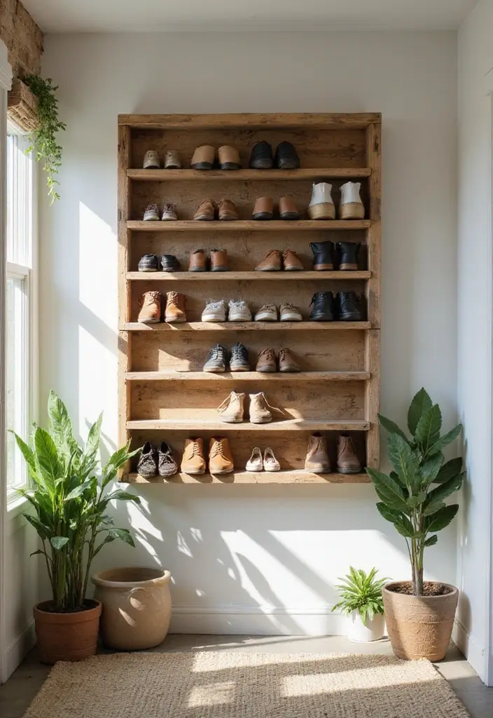 28 Entrance Shoe Storage Ideas For A Clean, Welcoming Entryway 1 28 Entrance Shoe Storage Ideas For A Clean, Welcoming Entryway - 1. Upcycled Wooden Pallet Racks