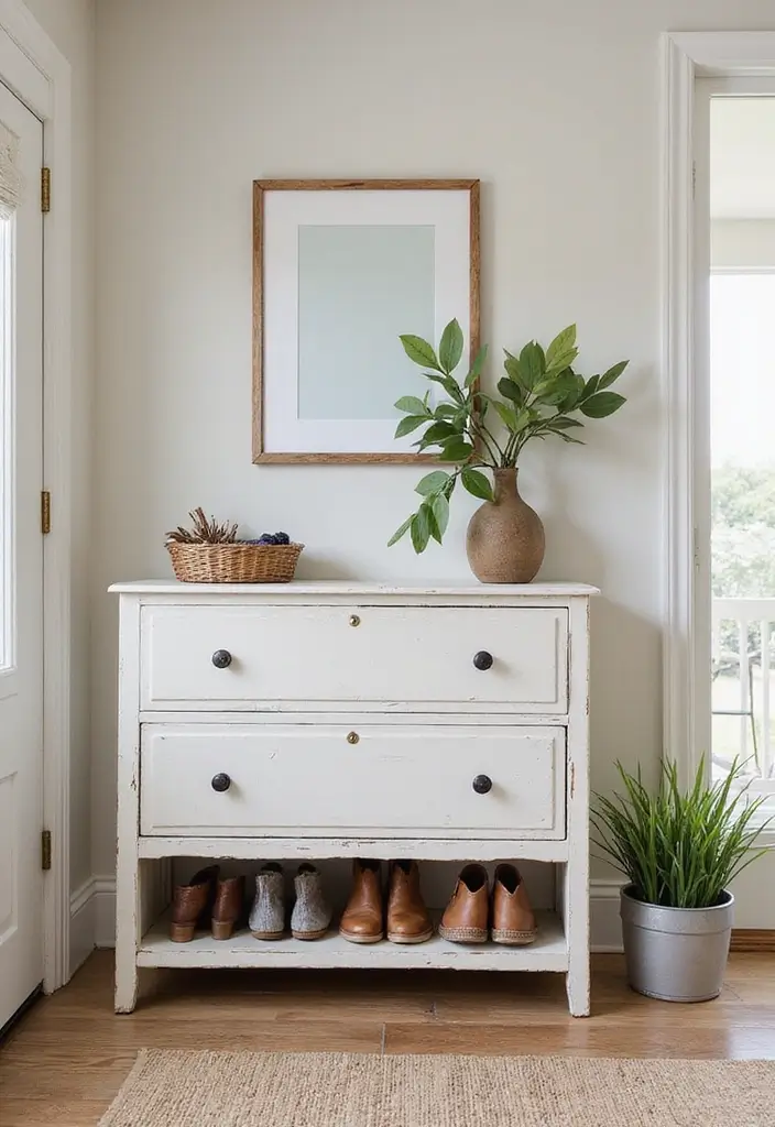28 Entrance Shoe Storage Ideas For A Clean, Welcoming Entryway 58 28 Entrance Shoe Storage Ideas For A Clean, Welcoming Entryway - 10. Repurposed Furniture