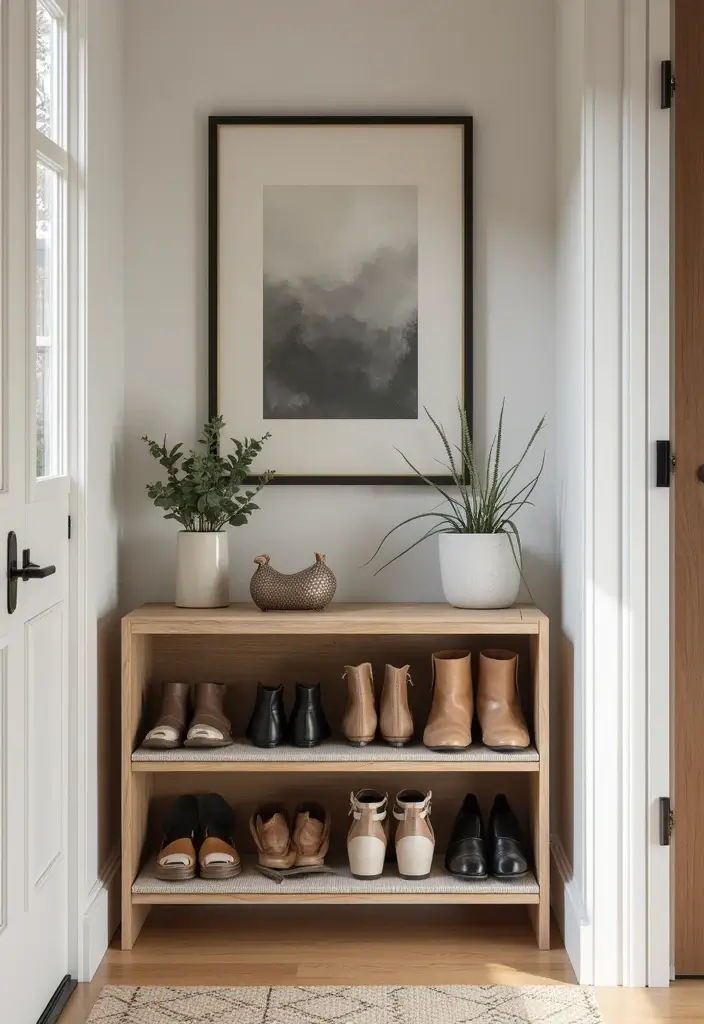 28 Entrance Shoe Storage Ideas For A Clean, Welcoming Entryway 136 28 Entrance Shoe Storage Ideas For A Clean, Welcoming Entryway - 22. Tiered Shoe Rack
