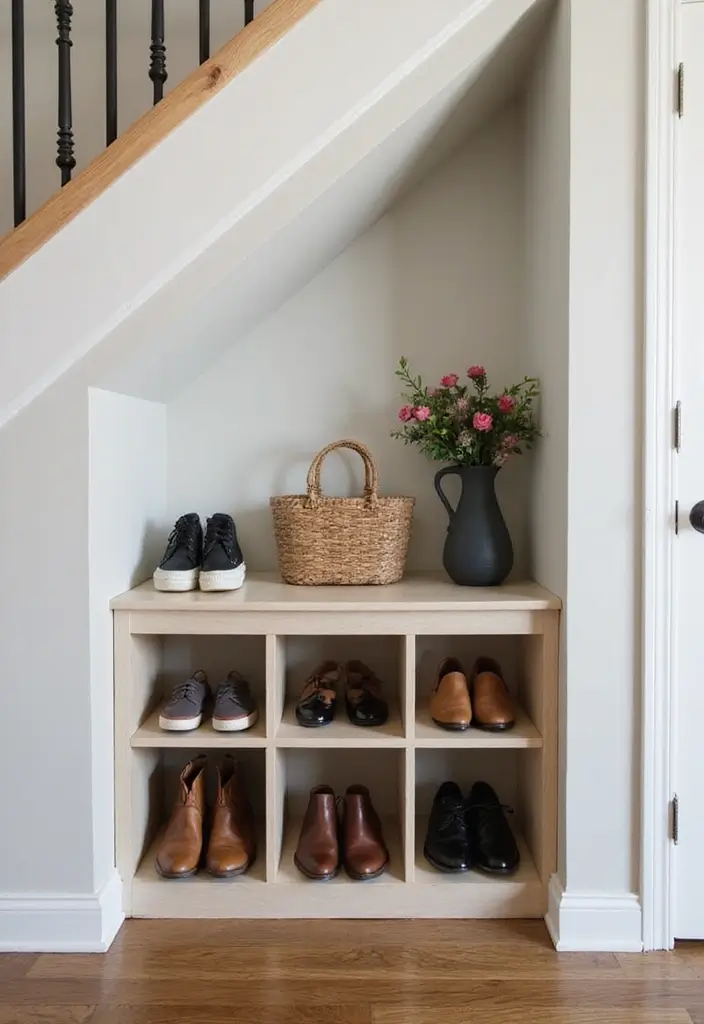 28 Entrance Shoe Storage Ideas For A Clean, Welcoming Entryway 164 28 Entrance Shoe Storage Ideas For A Clean, Welcoming Entryway - 26. Under-Stair Shoe Storage