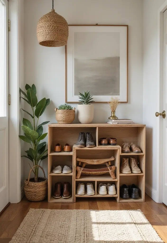 28 Entrance Shoe Storage Ideas For A Clean, Welcoming Entryway 48 28 Entrance Shoe Storage Ideas For A Clean, Welcoming Entryway - 8. Natural Wood Crates