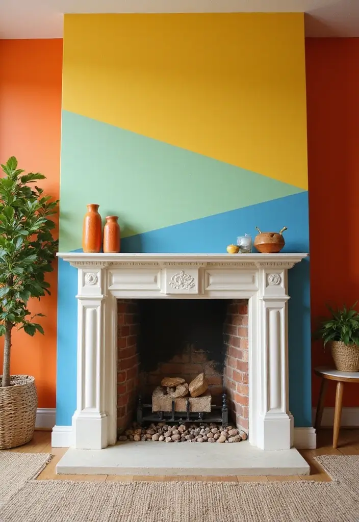 28 Fireplace Wall Ideas To Add Instant Warmth And Charm 132 28 Fireplace Wall Ideas To Add Instant Warmth And Charm - 20. Colorful Accent Wall