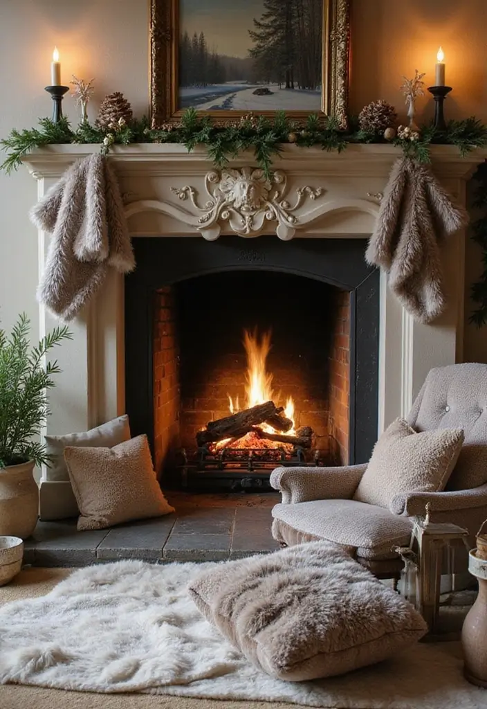 28 Fireplace Wall Ideas To Add Instant Warmth And Charm 139 28 Fireplace Wall Ideas To Add Instant Warmth And Charm - 21. Faux Fur Accents
