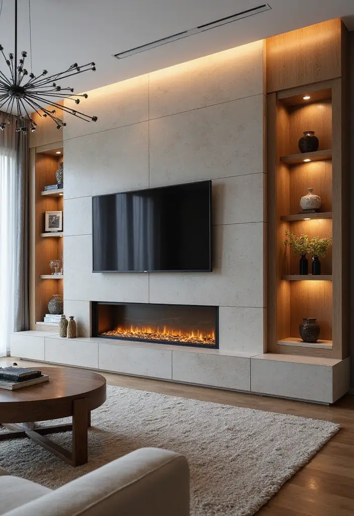 28 Fireplace Wall Ideas With TV That Feel Warm And Luxurious 85 28 Fireplace Wall Ideas With TV That Feel Warm And Luxurious - 13. Interactive Display Units