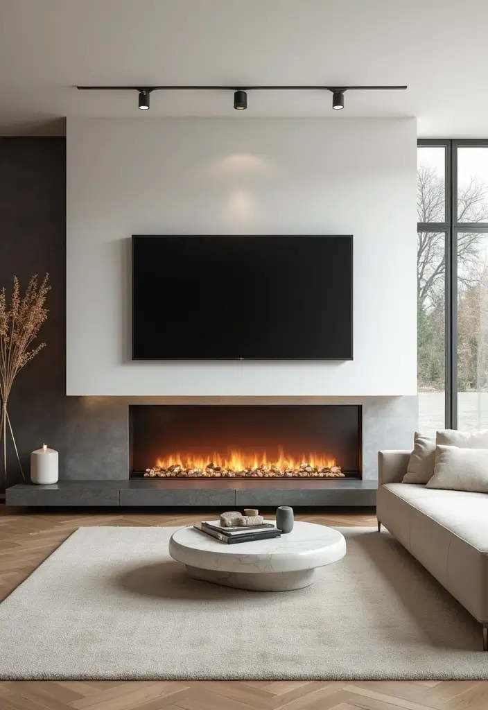 28 Fireplace Wall Ideas With TV That Feel Warm And Luxurious 99 28 Fireplace Wall Ideas With TV That Feel Warm And Luxurious - 15. Floating Mantel Magic