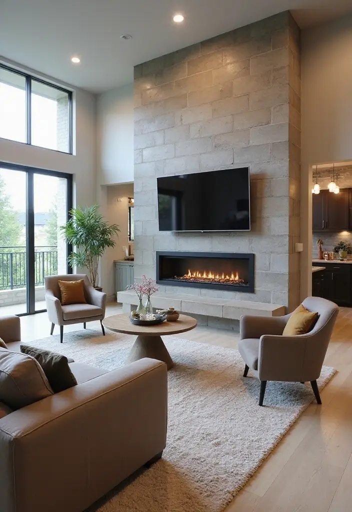 28 Fireplace Wall Ideas With TV That Feel Warm And Luxurious 120 28 Fireplace Wall Ideas With TV That Feel Warm And Luxurious - 18. Open Concept Bliss