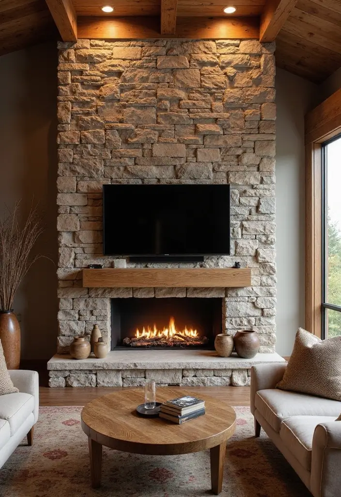 28 Fireplace Wall Ideas With TV That Feel Warm And Luxurious 155 28 Fireplace Wall Ideas With TV That Feel Warm And Luxurious - 23. Layered Textures