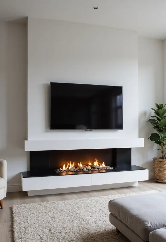 28 Fireplace Wall Ideas With TV That Feel Warm And Luxurious 169 28 Fireplace Wall Ideas With TV That Feel Warm And Luxurious - 25. Suspended Fireplaces