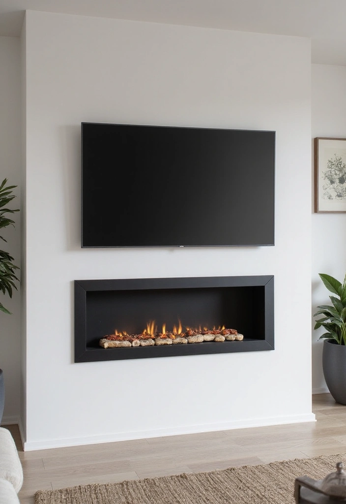 28 Fireplace Wall Ideas With TV That Feel Warm And Luxurious 22 28 Fireplace Wall Ideas With TV That Feel Warm And Luxurious - 4. Modern Minimalism