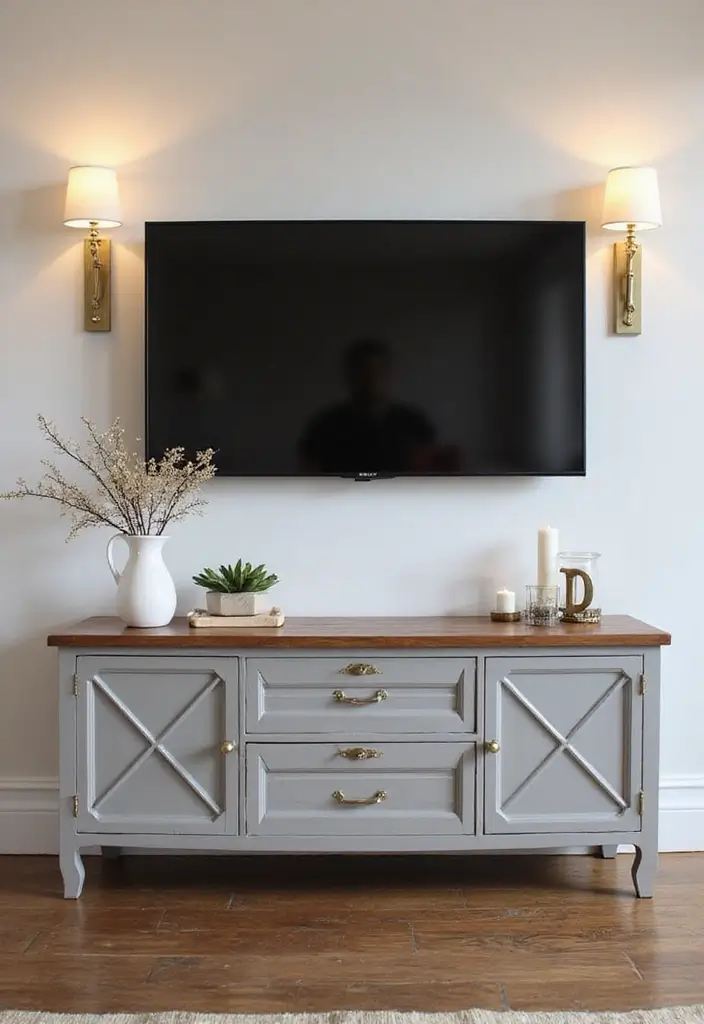 28 Media Wall Ideas To Create A Sleek Modern Focal Point 113 28 Media Wall Ideas To Create A Sleek Modern Focal Point - 17. Console Table with Decorative Elements