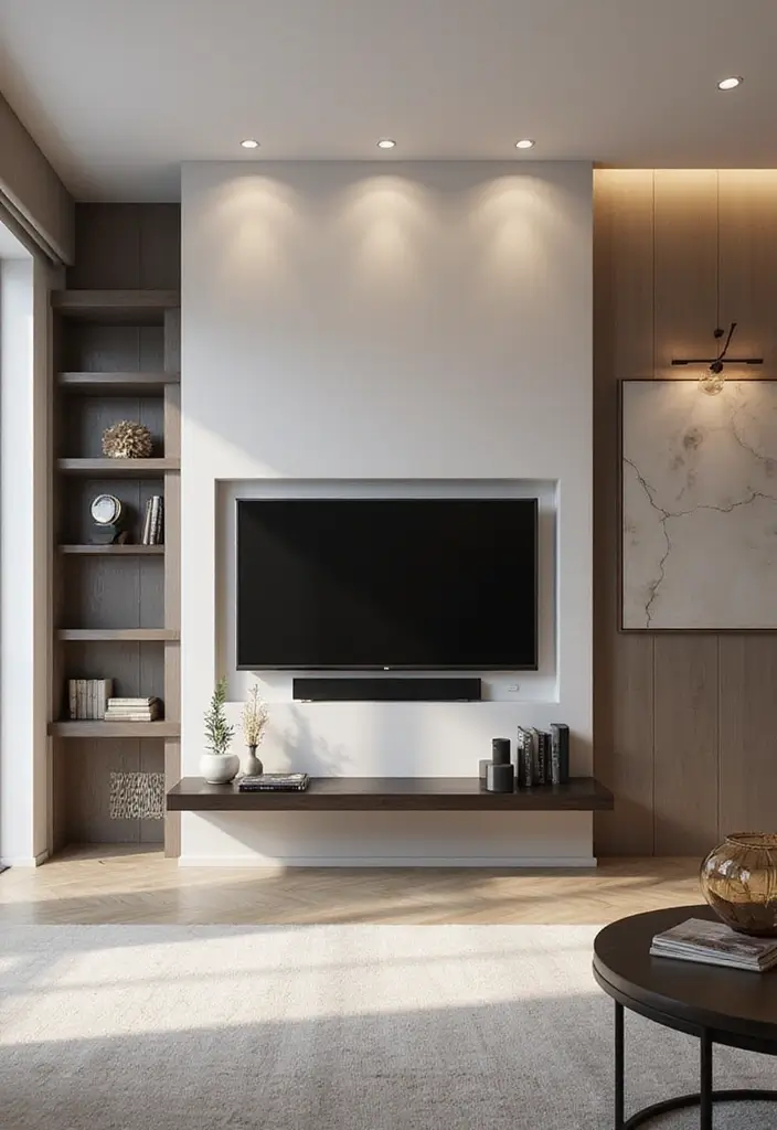 28 Media Wall Ideas To Create A Sleek Modern Focal Point 8 28 Media Wall Ideas To Create A Sleek Modern Focal Point - 2. Wall-Mounted TV with Hidden Cables