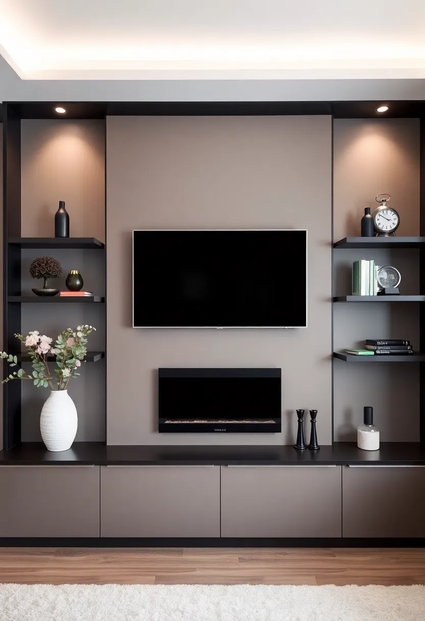28 Media Wall Ideas To Create A Sleek Modern Focal Point 141 28 Media Wall Ideas To Create A Sleek Modern Focal Point - 21. Monochromatic Elegance