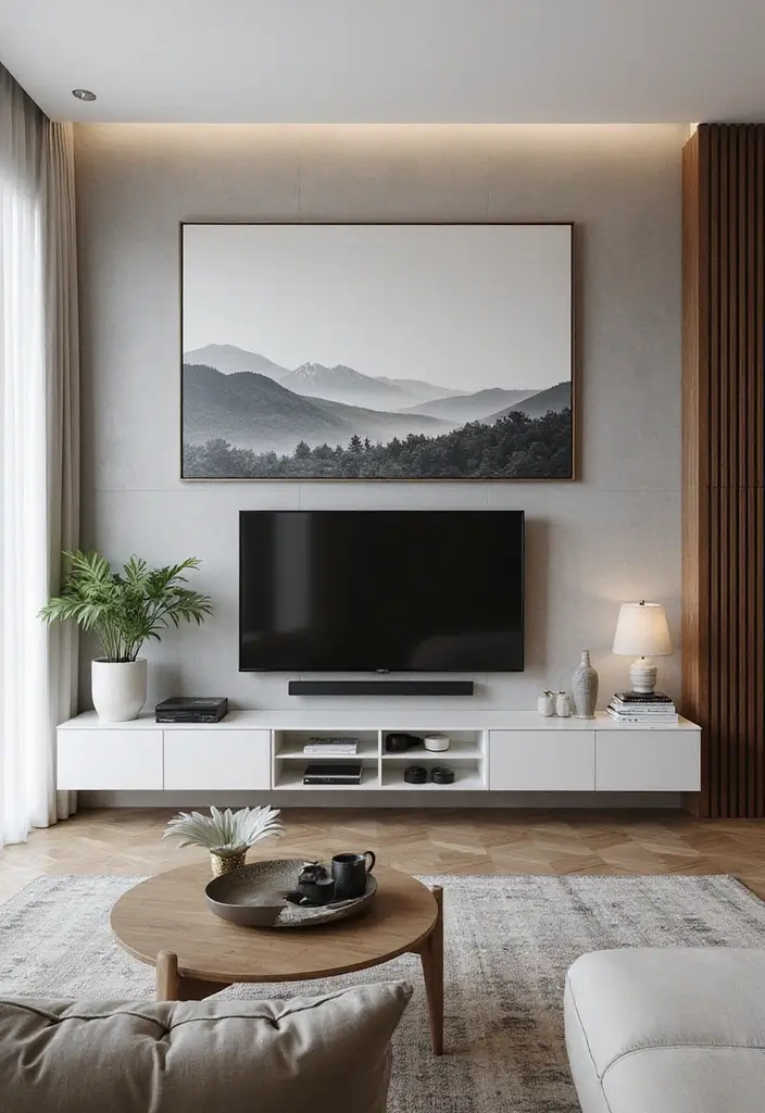 28 Media Wall Ideas To Create A Sleek Modern Focal Point 50 28 Media Wall Ideas To Create A Sleek Modern Focal Point - 8. Large Wall Art as Focal Point