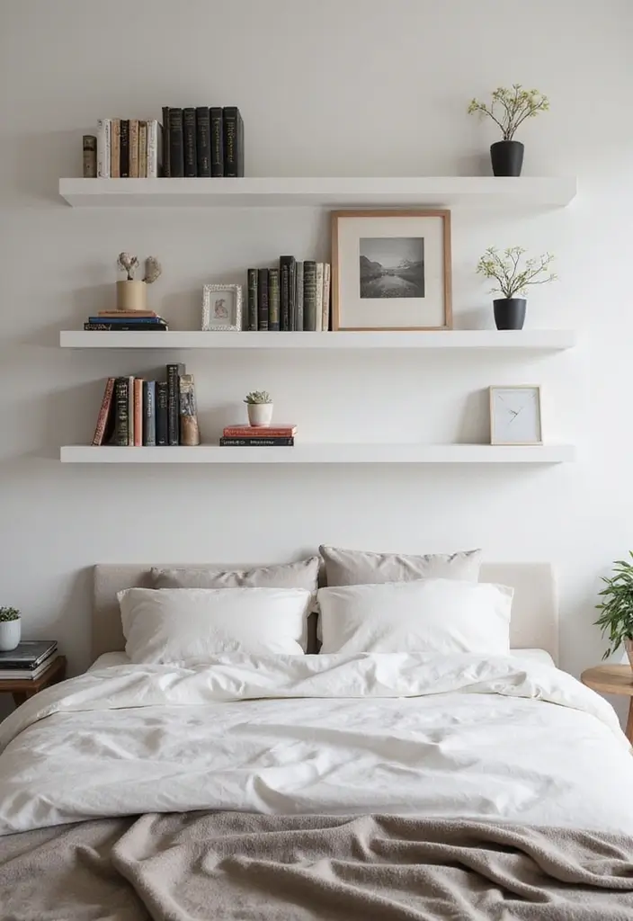 28 Mens Bedroom Ideas That Look Effortlessly Stylish 120 28 Mens Bedroom Ideas That Look Effortlessly Stylish - 18. Minimalist Wall Shelving