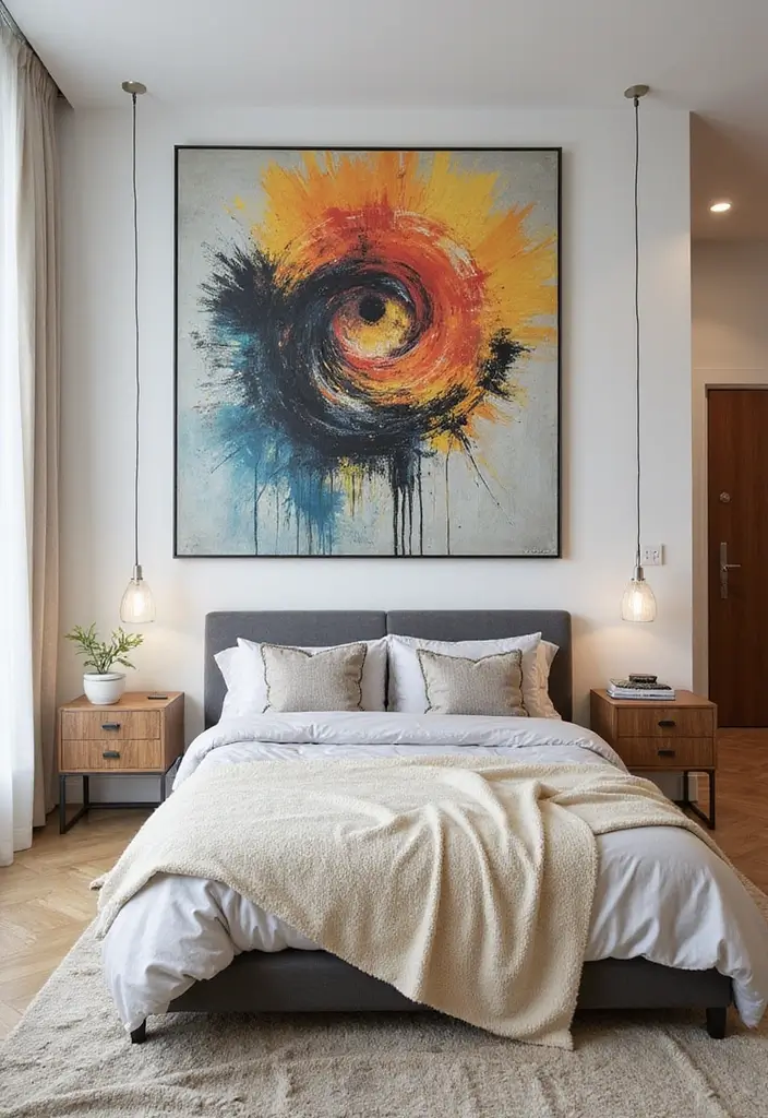 28 Mens Bedroom Ideas That Look Effortlessly Stylish 43 28 Mens Bedroom Ideas That Look Effortlessly Stylish - 7. Statement Wall Art
