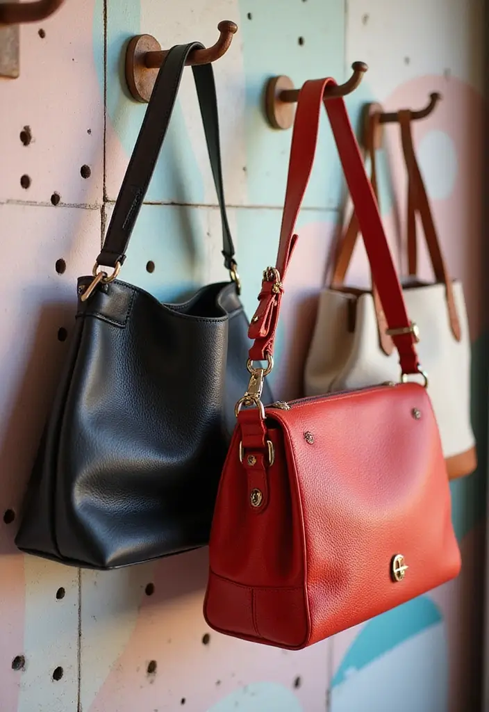 28 Purse Storage Ideas Every Fashion Lover Will Adore 70 28 Purse Storage Ideas Every Fashion Lover Will Adore - 12. Create a Purse Gallery on a Pegboard