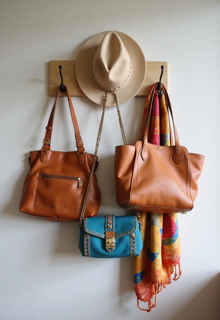 28 Purse Storage Ideas Every Fashion Lover Will Adore 103 28 Purse Storage Ideas Every Fashion Lover Will Adore - 17. Use a Hat Rack for Handbags