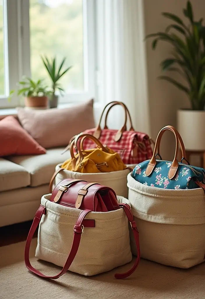 28 Purse Storage Ideas Every Fashion Lover Will Adore 138 28 Purse Storage Ideas Every Fashion Lover Will Adore - 22. Use Fabric Baskets