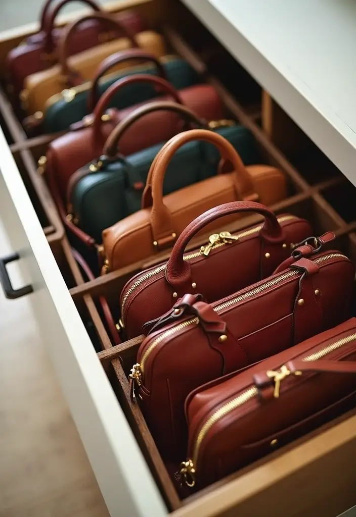 28 Purse Storage Ideas Every Fashion Lover Will Adore 150 28 Purse Storage Ideas Every Fashion Lover Will Adore - 24. Add Drawer Dividers