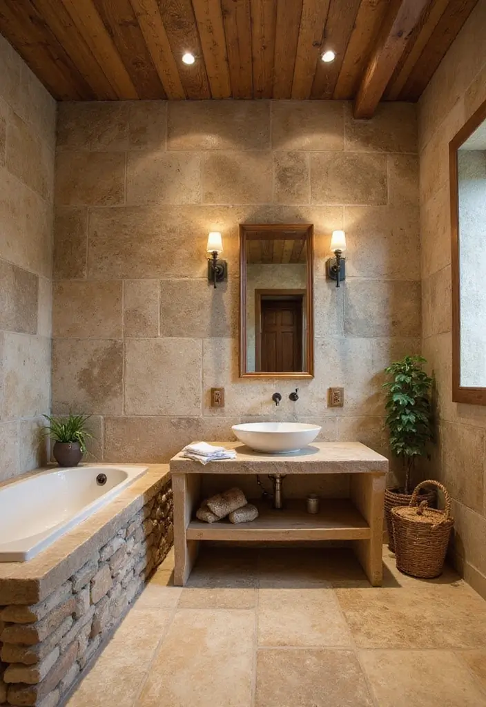 28 Rustic Bathroom Ideas That Bring Cozy Farmhouse Vibes Home 64 28 Rustic Bathroom Ideas That Bring Cozy Farmhouse Vibes Home - 10. Natural Stone Elements