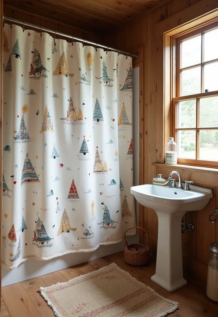28 Rustic Bathroom Ideas That Bring Cozy Farmhouse Vibes Home 128 28 Rustic Bathroom Ideas That Bring Cozy Farmhouse Vibes Home - 19. Whimsical Shower Curtains