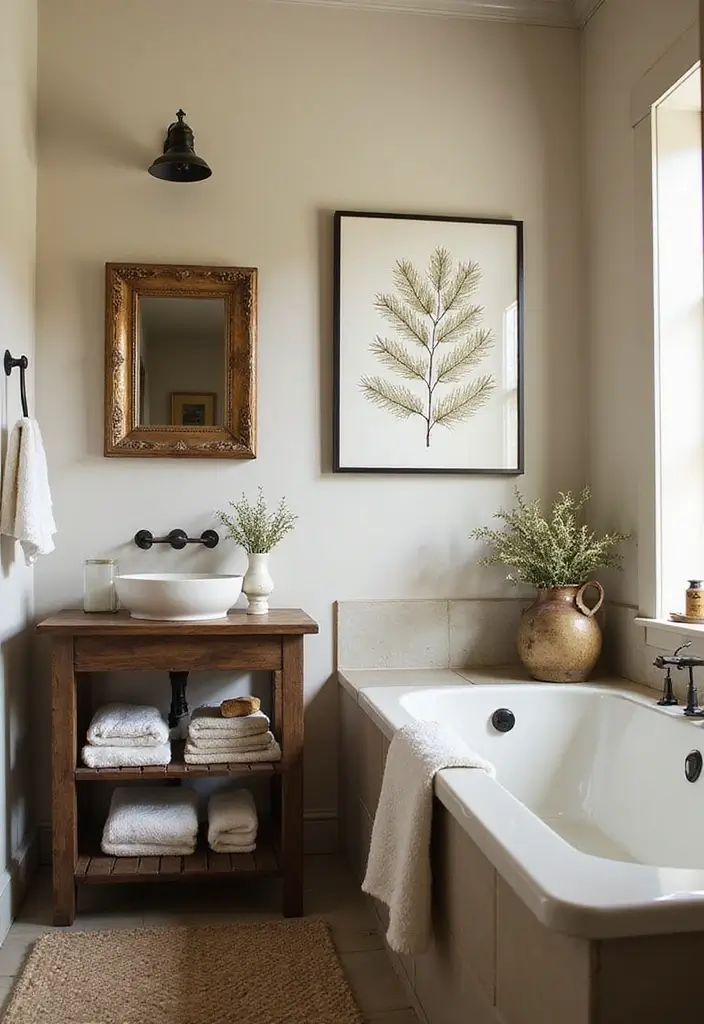 28 Rustic Bathroom Ideas That Bring Cozy Farmhouse Vibes Home 149 28 Rustic Bathroom Ideas That Bring Cozy Farmhouse Vibes Home - 22. Rustic Artwork